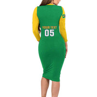 Custom Brazil Football Family Matching Long Sleeve Bodycon Dress and Hawaiian Shirt Flag Style