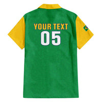 Custom Brazil Football Family Matching Off The Shoulder Long Sleeve Dress and Hawaiian Shirt Flag Style