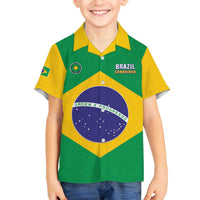 Custom Brazil Football Family Matching Off The Shoulder Long Sleeve Dress and Hawaiian Shirt Flag Style