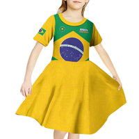 Custom Brazil Football Kid Short Sleeve Dress Flag Style