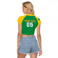 Custom Brazil Football Raglan Cropped T Shirt Flag Style