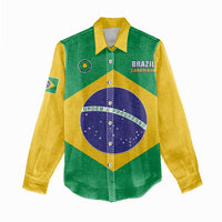 Custom Brazil Football Women Casual Shirt Flag Style