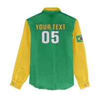 Custom Brazil Football Women Casual Shirt Flag Style