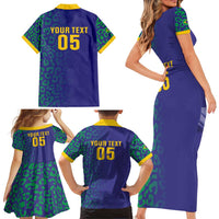 Custom Brazil Football Family Matching Short Sleeve Bodycon Dress and Hawaiian Shirt With Leopard Pattern