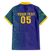 Custom Brazil Football Family Matching Short Sleeve Bodycon Dress and Hawaiian Shirt With Leopard Pattern