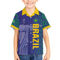 Custom Brazil Football Family Matching Short Sleeve Bodycon Dress and Hawaiian Shirt With Leopard Pattern