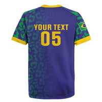 Custom Brazil Football Rugby Jersey With Leopard Pattern
