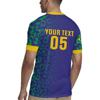 Custom Brazil Football Rugby Jersey With Leopard Pattern