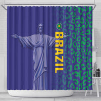 Brazil Football Shower Curtain With Leopard Pattern