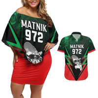 Personalized Martinique 972 Couples Matching Off Shoulder Short Dress and Hawaiian Shirt Matnik Map