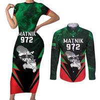 Personalized Martinique 972 Couples Matching Short Sleeve Bodycon Dress and Long Sleeve Button Shirt Matnik Map