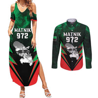 Personalized Martinique 972 Couples Matching Summer Maxi Dress and Long Sleeve Button Shirt Matnik Map