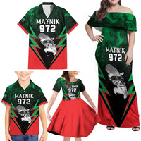 Personalized Martinique 972 Family Matching Off Shoulder Maxi Dress and Hawaiian Shirt Matnik Map