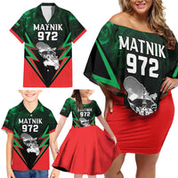 Personalized Martinique 972 Family Matching Off Shoulder Short Dress and Hawaiian Shirt Matnik Map