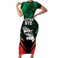 Personalized Martinique 972 Family Matching Short Sleeve Bodycon Dress and Hawaiian Shirt Matnik Map