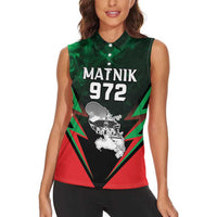 Personalized Martinique 972 Women Sleeveless Polo Shirt Matnik Map