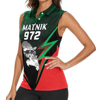 Personalized Martinique 972 Women Sleeveless Polo Shirt Matnik Map