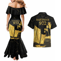 Mada Martinique Couples Matching Mermaid Dress and Hawaiian Shirt Martinique Yole Gold