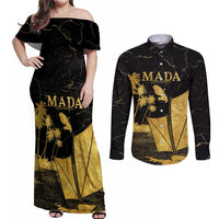 Mada Martinique Couples Matching Off Shoulder Maxi Dress and Long Sleeve Button Shirt Martinique Yole Gold