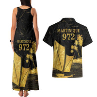 Mada Martinique Couples Matching Tank Maxi Dress and Hawaiian Shirt Martinique Yole Gold