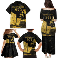Mada Martinique Family Matching Puletasi and Hawaiian Shirt Martinique Yole Gold