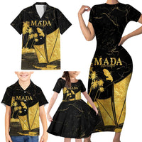 Mada Martinique Family Matching Short Sleeve Bodycon Dress and Hawaiian Shirt Martinique Yole Gold