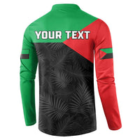 Personalized Martinique Button Sweatshirt Simple Style With Palm Leaf Pattern