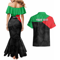 Personalized Martinique Couples Matching Mermaid Dress and Hawaiian Shirt Simple Style With Palm Leaf Pattern