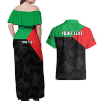 Personalized Martinique Couples Matching Off Shoulder Maxi Dress and Hawaiian Shirt Simple Style With Palm Leaf Pattern