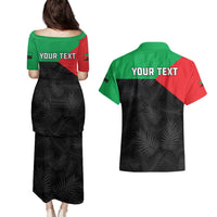 Personalized Martinique Couples Matching Puletasi and Hawaiian Shirt Simple Style With Palm Leaf Pattern