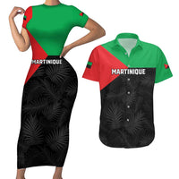Personalized Martinique Couples Matching Short Sleeve Bodycon Dress and Hawaiian Shirt Simple Style With Palm Leaf Pattern