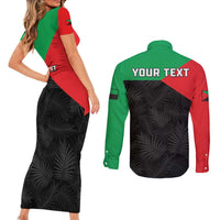 Personalized Martinique Couples Matching Short Sleeve Bodycon Dress and Long Sleeve Button Shirt Simple Style With Palm Leaf Pattern