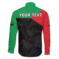 Personalized Martinique Family Matching Off The Shoulder Long Sleeve Dress and Hawaiian Shirt Simple Style With Palm Leaf Pattern