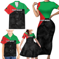 Personalized Martinique Family Matching Short Sleeve Bodycon Dress and Hawaiian Shirt Simple Style With Palm Leaf Pattern