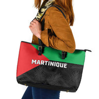 Martinique Leather Tote Bag Simple Style With Palm Leaf Pattern