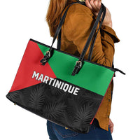 Martinique Leather Tote Bag Simple Style With Palm Leaf Pattern