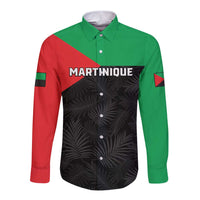 Personalized Martinique Long Sleeve Button Shirt Simple Style With Palm Leaf Pattern