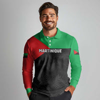 Personalized Martinique Long Sleeve Polo Shirt Simple Style With Palm Leaf Pattern