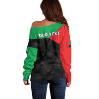 Personalized Martinique Off Shoulder Sweater Simple Style With Palm Leaf Pattern