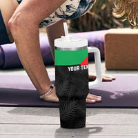 Personalized Martinique Tumbler With Handle Simple Style With Palm Leaf Pattern