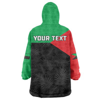Personalized Martinique Wearable Blanket Hoodie Simple Style With Palm Leaf Pattern