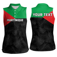 Personalized Martinique Women Sleeveless Polo Shirt Simple Style With Palm Leaf Pattern