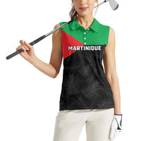 Personalized Martinique Women Sleeveless Polo Shirt Simple Style With Palm Leaf Pattern