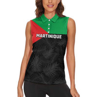 Personalized Martinique Women Sleeveless Polo Shirt Simple Style With Palm Leaf Pattern