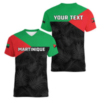 Personalized Martinique Women V-Neck T-Shirt Simple Style With Palm Leaf Pattern