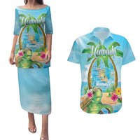 Bonjou Martinique Couples Matching Puletasi and Hawaiian Shirt Welcome To Heaven