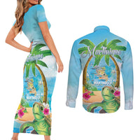 Bonjou Martinique Couples Matching Short Sleeve Bodycon Dress and Long Sleeve Button Shirt Welcome To Heaven