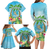 Bonjou Martinique Family Matching Long Sleeve Bodycon Dress and Hawaiian Shirt Welcome To Heaven