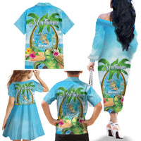 Bonjou Martinique Family Matching Off The Shoulder Long Sleeve Dress and Hawaiian Shirt Welcome To Heaven