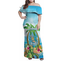 Bonjou Martinique Family Matching Off Shoulder Maxi Dress and Hawaiian Shirt Welcome To Heaven